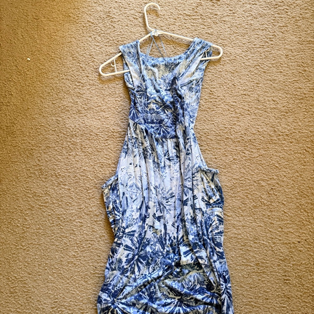 Blue and white dress